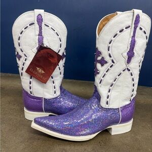 El General White & Purple Sequin Boots (Brand New w/Tag 🏷️). Women 8.5/M=7